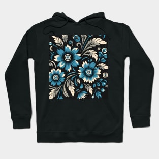 Blue Floral Illustration Hoodie